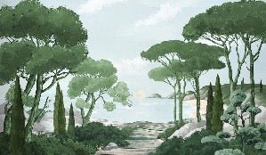 Camina por los arroyos de papel pintado de verde