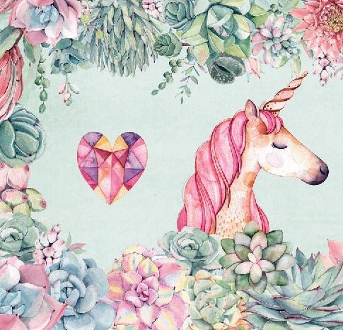 Papel pintado Unicornio y flores