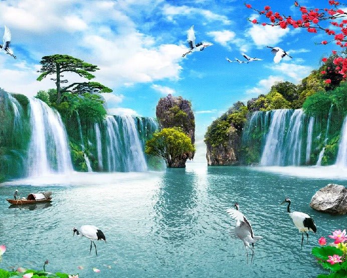 Cascada Asia Zen fondo de pantalla panorámico