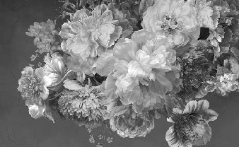 Papier peint fleur pivoine noir et blanc, XXL, tendance