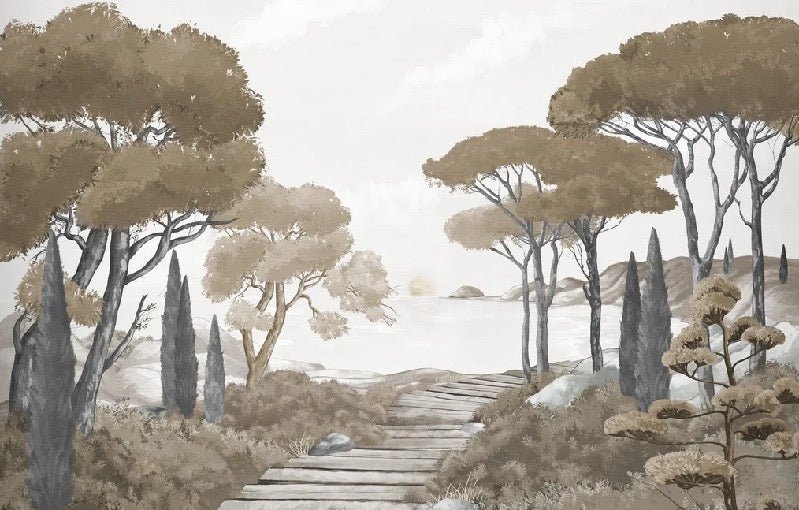 Paseo por los arroyos papel pintado marrón