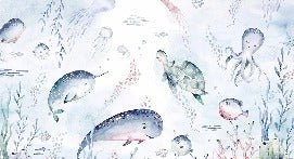 Fondo de ballenas oceánicas de cuento