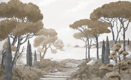 Papel pintado paseo por las calas marrón