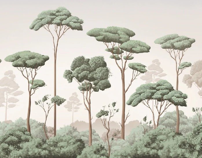 Papel pintado Brisa ligera bosque de pinos