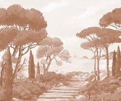 Papel pintado «Paseo por las calas» terracota