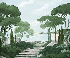 Camina por los arroyos de papel pintado de verde