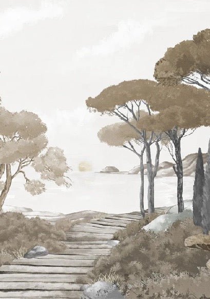 Paseo por los arroyos papel pintado marrón