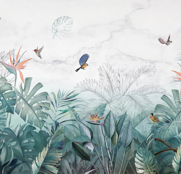 Papel pintado Selva de mármol azul