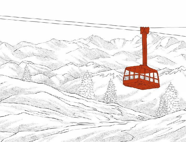 Papel pintado teleférico rojo de La Plagne
