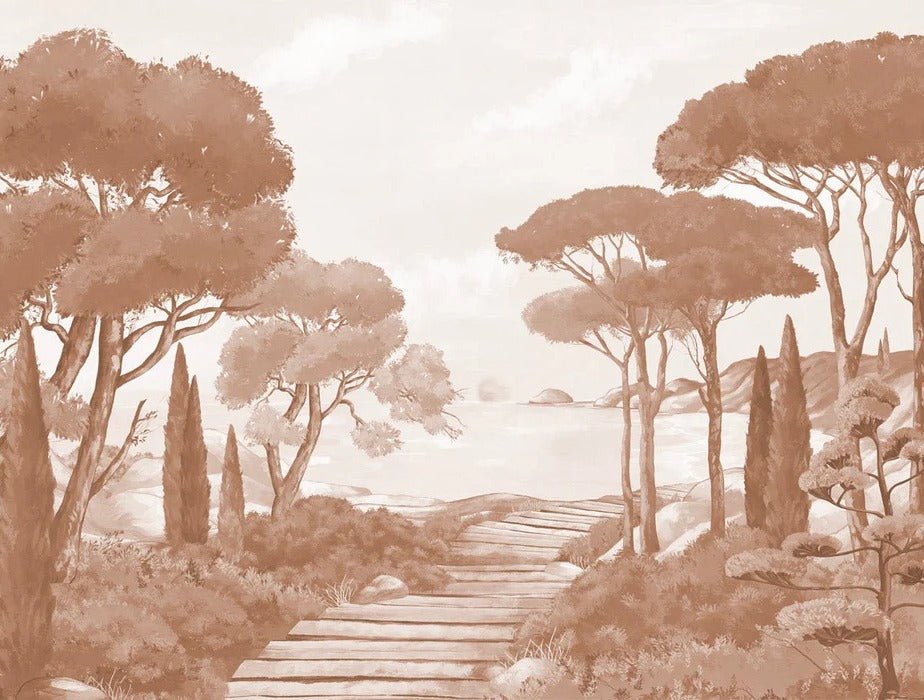 Papel pintado «Paseo por las calas» terracota