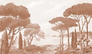 Papel pintado paseo por los arroyos terracota