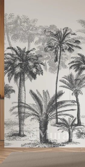 Papel pintado Jungla en blanco y negro