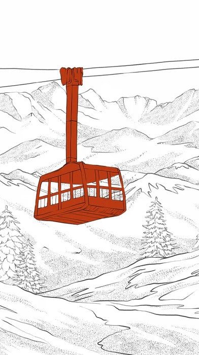 Papel pintado teleférico rojo de La Plagne