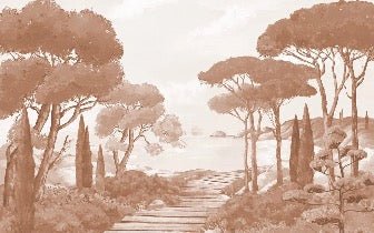 Papel pintado paseo por los arroyos terracota