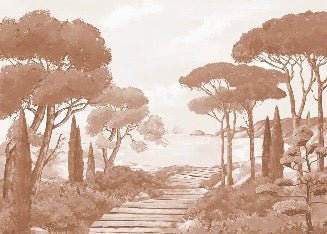 Papel pintado paseo por los arroyos terracota