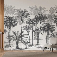 Papel pintado Jungla en blanco y negro