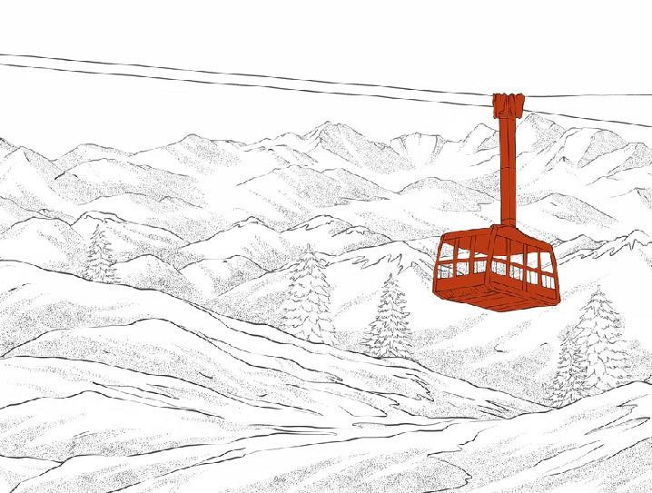 Papel pintado teleférico rojo de La Plagne