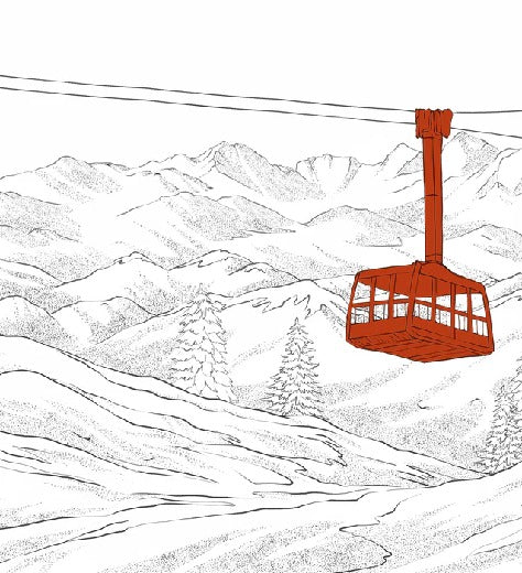 Papel pintado teleférico rojo de La Plagne