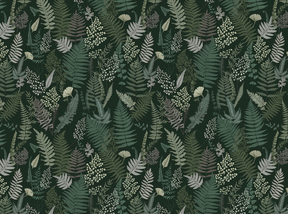 Papel pintado hoja densa verde