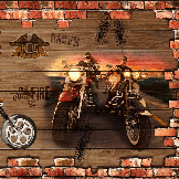 Papel pintado de ladrillos y motocicletas retro
