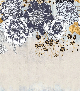 Papier peint floral retro, XXL, tendance