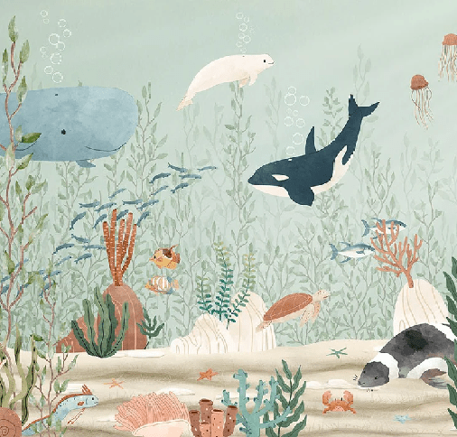 Papier peint bébé monde marin - Muralconcept