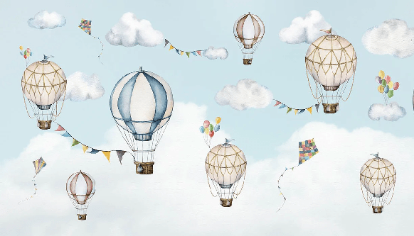 Fondo de globos aerostáticos alzando el vuelo