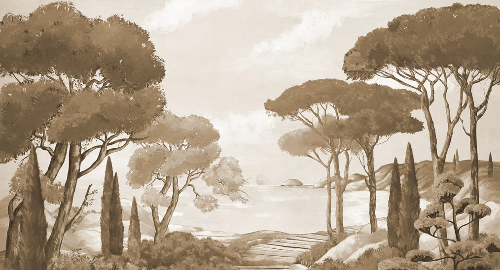 Papel pintado «Paseo por las calas» monocromo