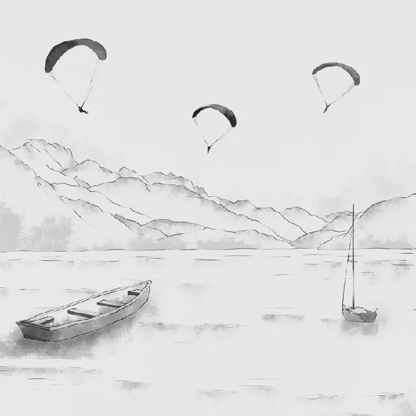Papier peint Annecy - cimes & art en monochrome, XXL, tendance