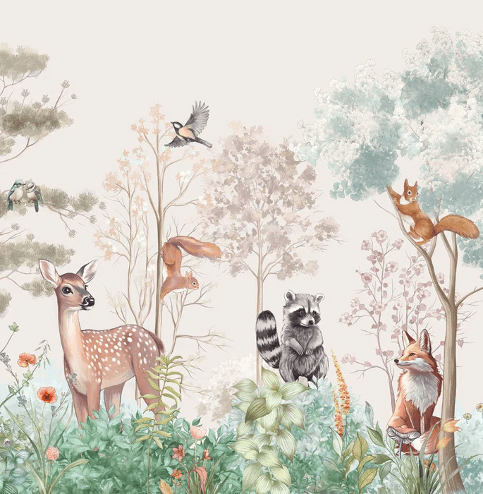 Papel pintado para habitación infantil «Naturaleza mágica» beige