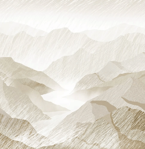 Papel pintado con ilustración de montañas en sepia