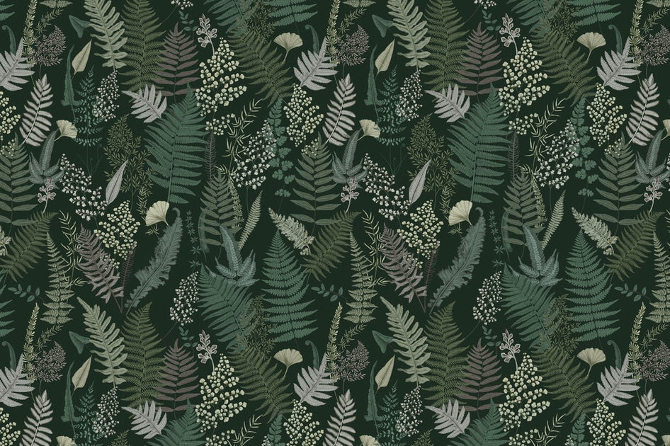 Papel pintado hoja densa verde