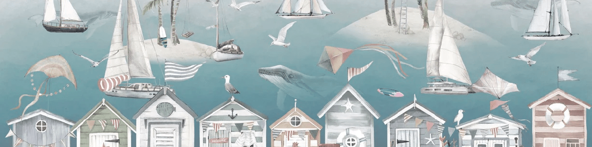 Papel pintado para habitación infantil - Cabaña de los mares
