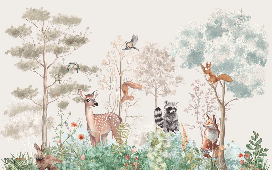 Papel pintado para habitación infantil «Naturaleza mágica» beige