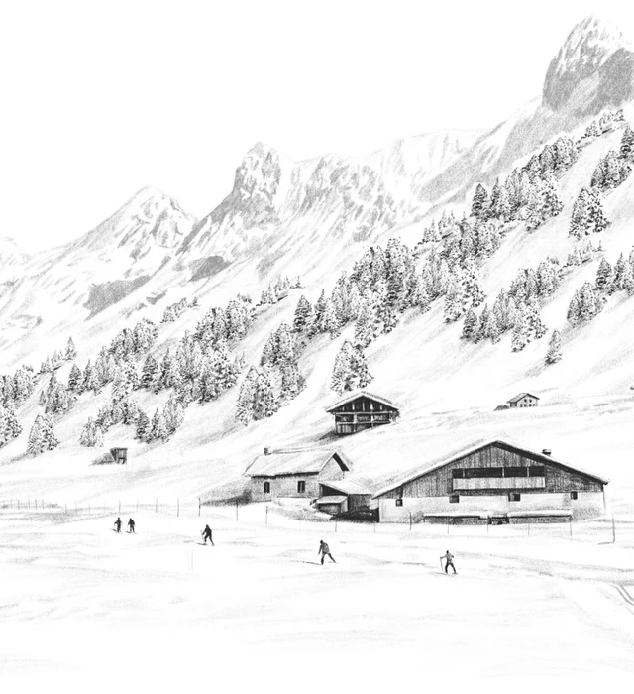 Papier peint Clusaz ski fond montagne Confins - Muralconcept