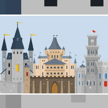 Papel pintado infantil castillo príncipe y caballero