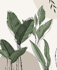 Papel pintado Graphic Plant Panorama gris topo