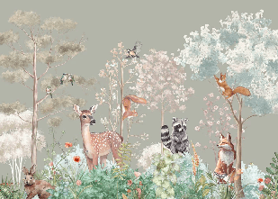 Papel pintado para habitación infantil naturaleza mágica salvia
