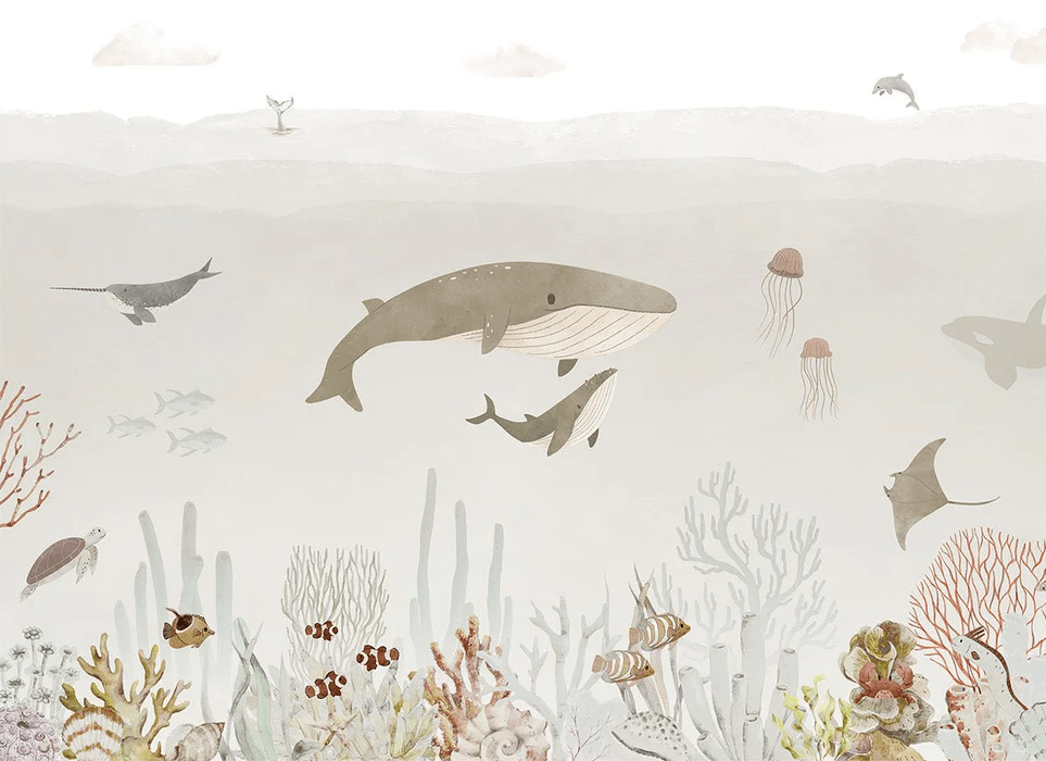 Papel pintado para bebés con ballenas