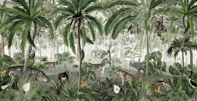 Papel pintado para bebés «Armonía de los animales»