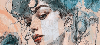 Fondo de pantalla de rostro femenino azul rosa