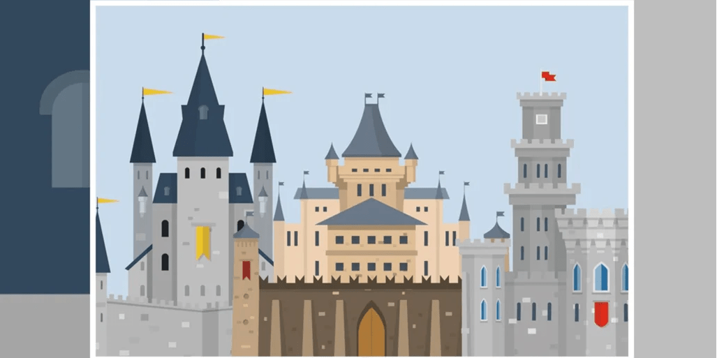 Papel pintado infantil castillo príncipe y caballero