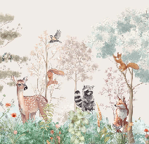 Papel pintado Dormitorio infantil magic nature beige