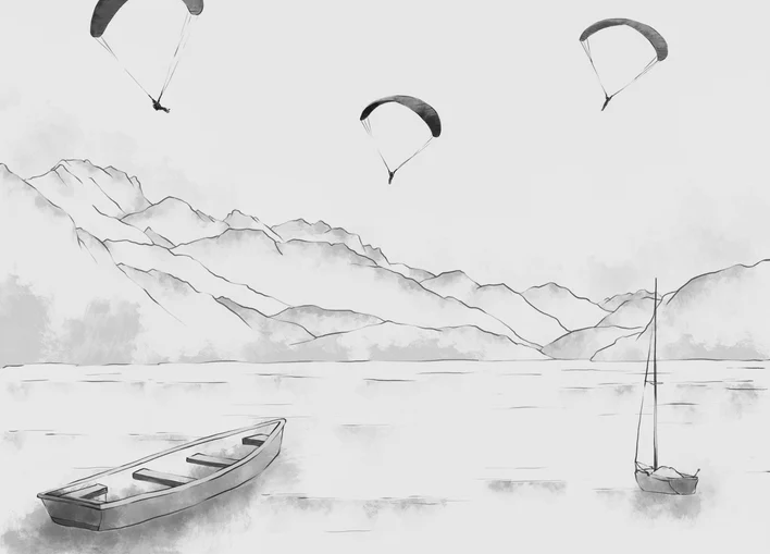 Papier peint Annecy - cimes & art en monochrome - Muralconcept