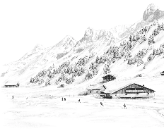 Papel pintado Clusaz esquí de fondo montaña Confins
