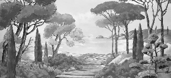 Papel pintado «Paseo por las calas» en blanco y negro