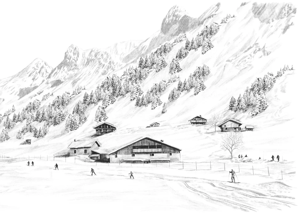 Papier peint Clusaz ski fond montagne Confins, XXL, tendance