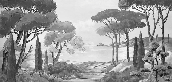 Papel pintado «Paseo por las calas» en blanco y negro