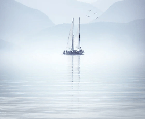 Papel pintado lago Annecy navegación