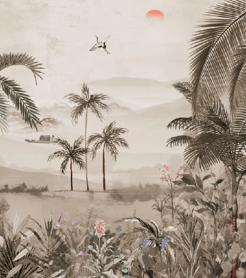 Papel pintado El arte de la selva pintado